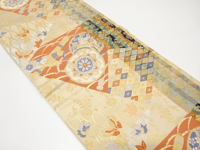 JAPANESE KIMONO / VINTAGE FUKURO OBI / SILK / WOVEN CLASSICAL PATTERN